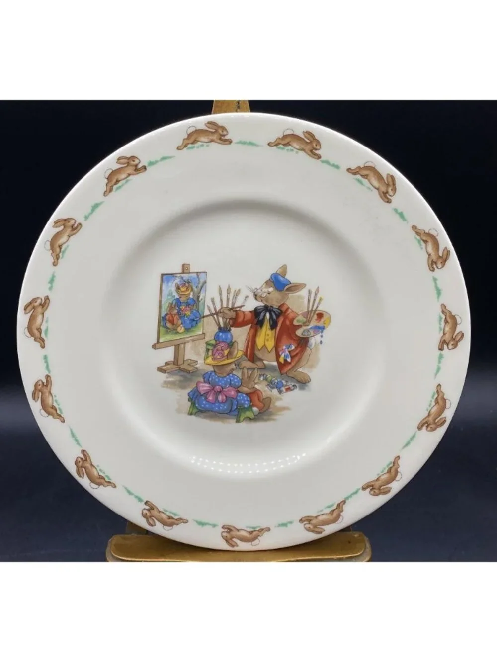 BUNNYKINS Child's Plate Royal Doulton Artist Painting a Portrait 8